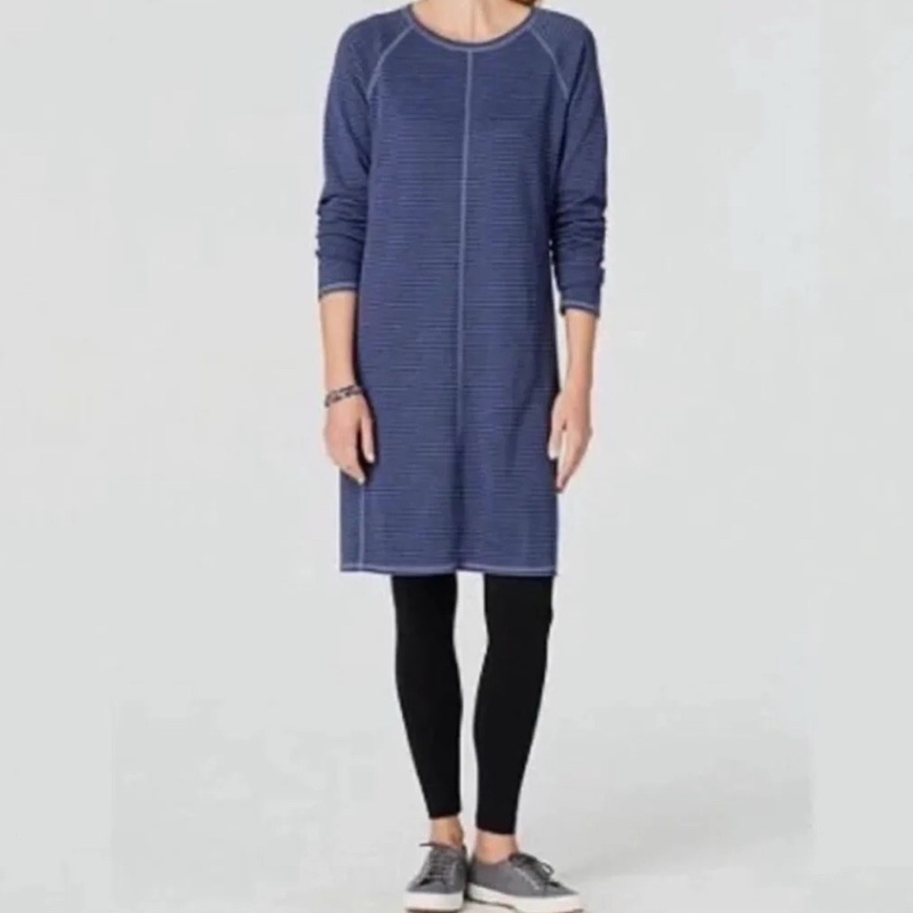 J. Jill Blue Stripe Knit Tunic Dress Size M Tall Relaxed Capsule Everyday Sporty